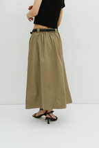 Tuck flare midi skirt