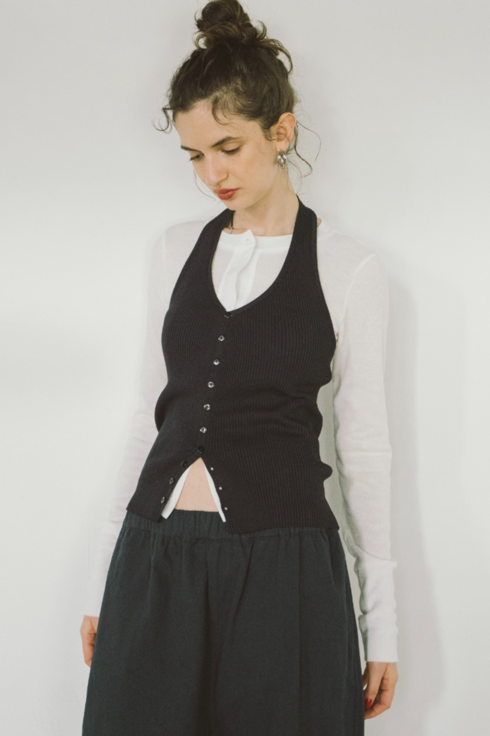 Halter neck knit vest