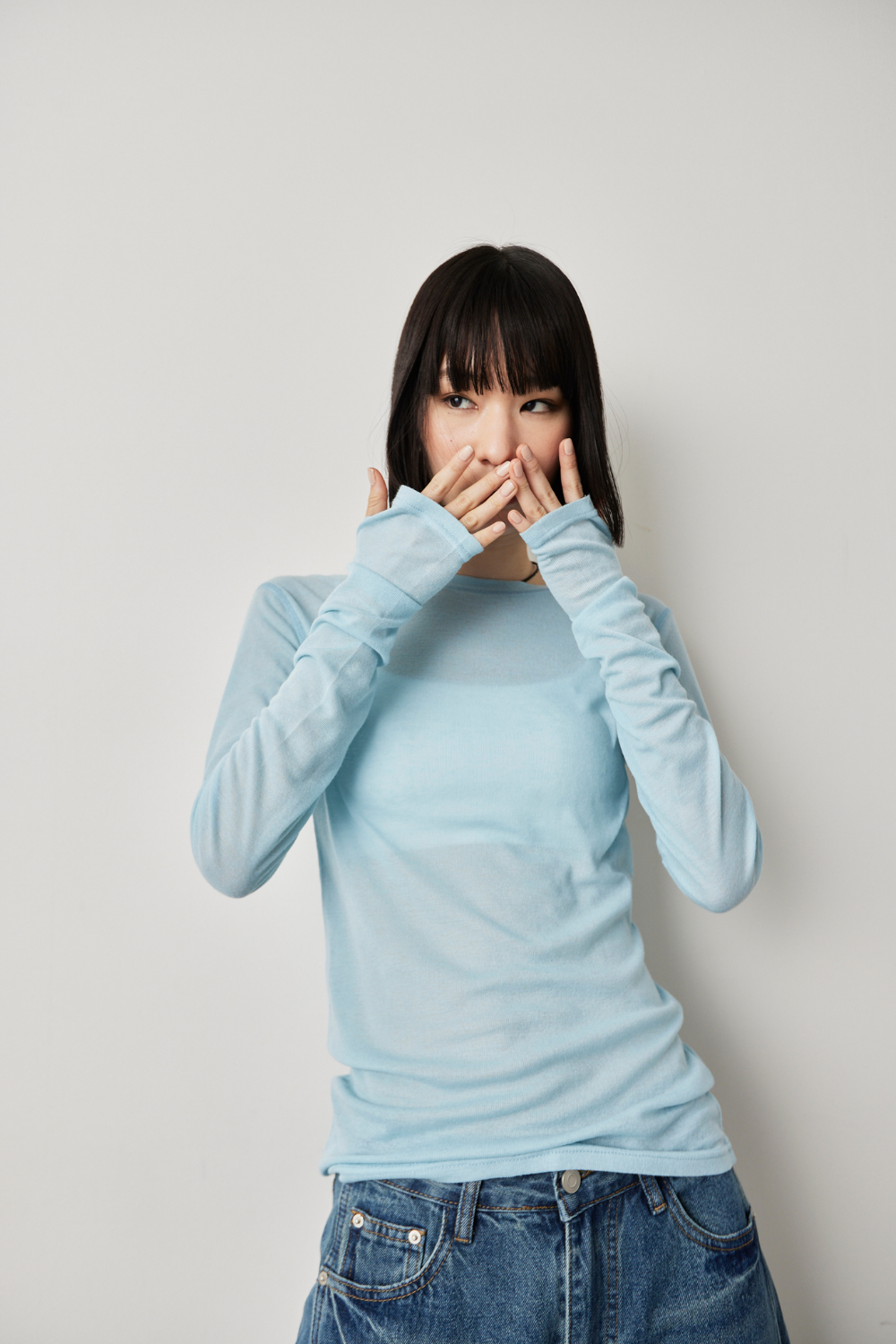 Sheer long sleeve tee