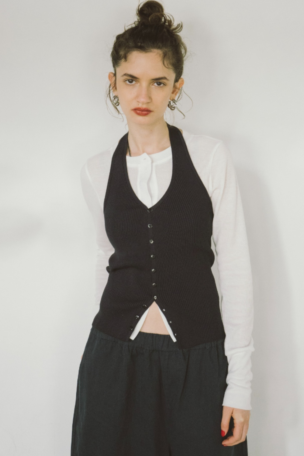 Halter neck knit vest