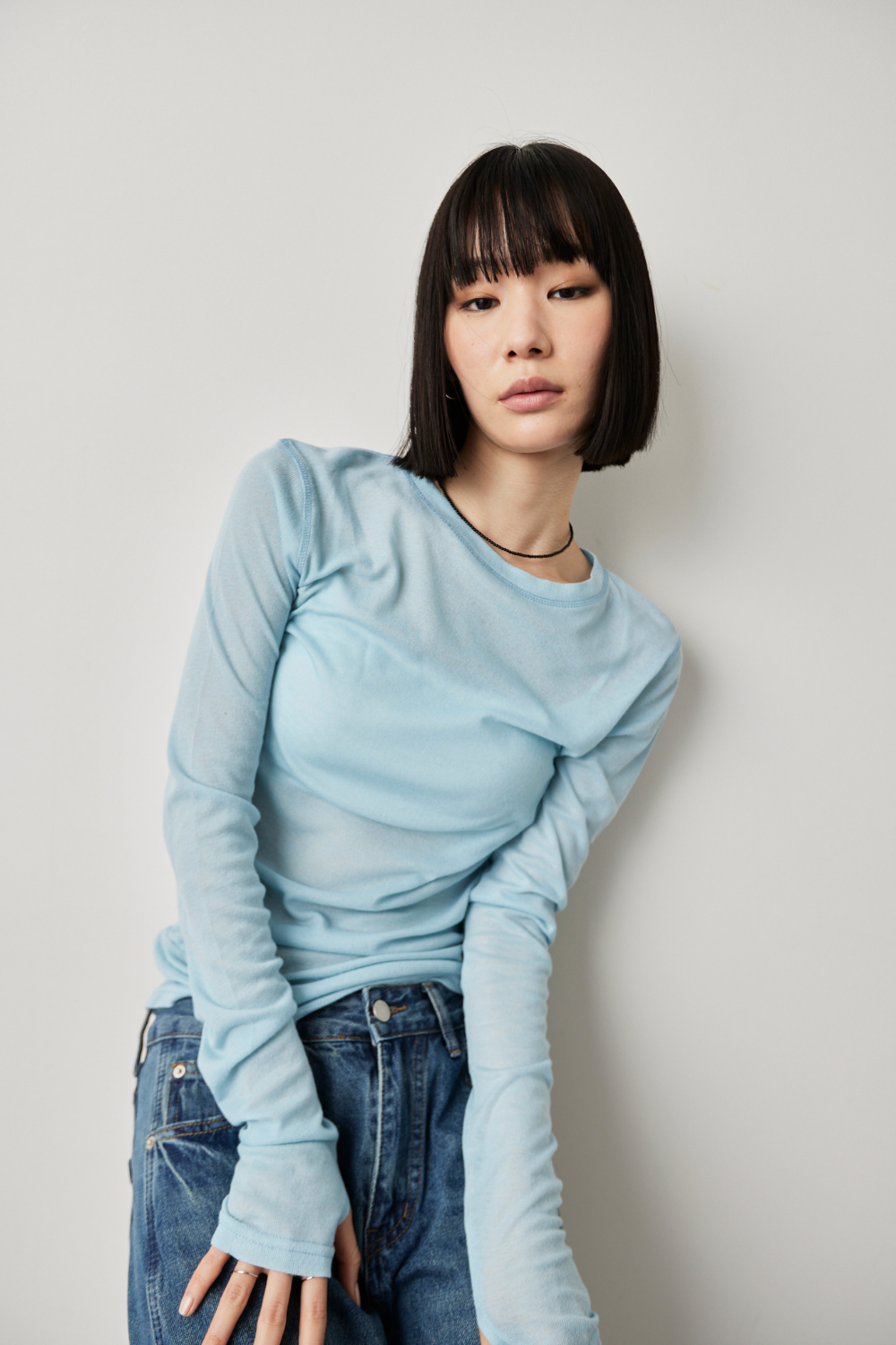 Sheer long sleeve tee