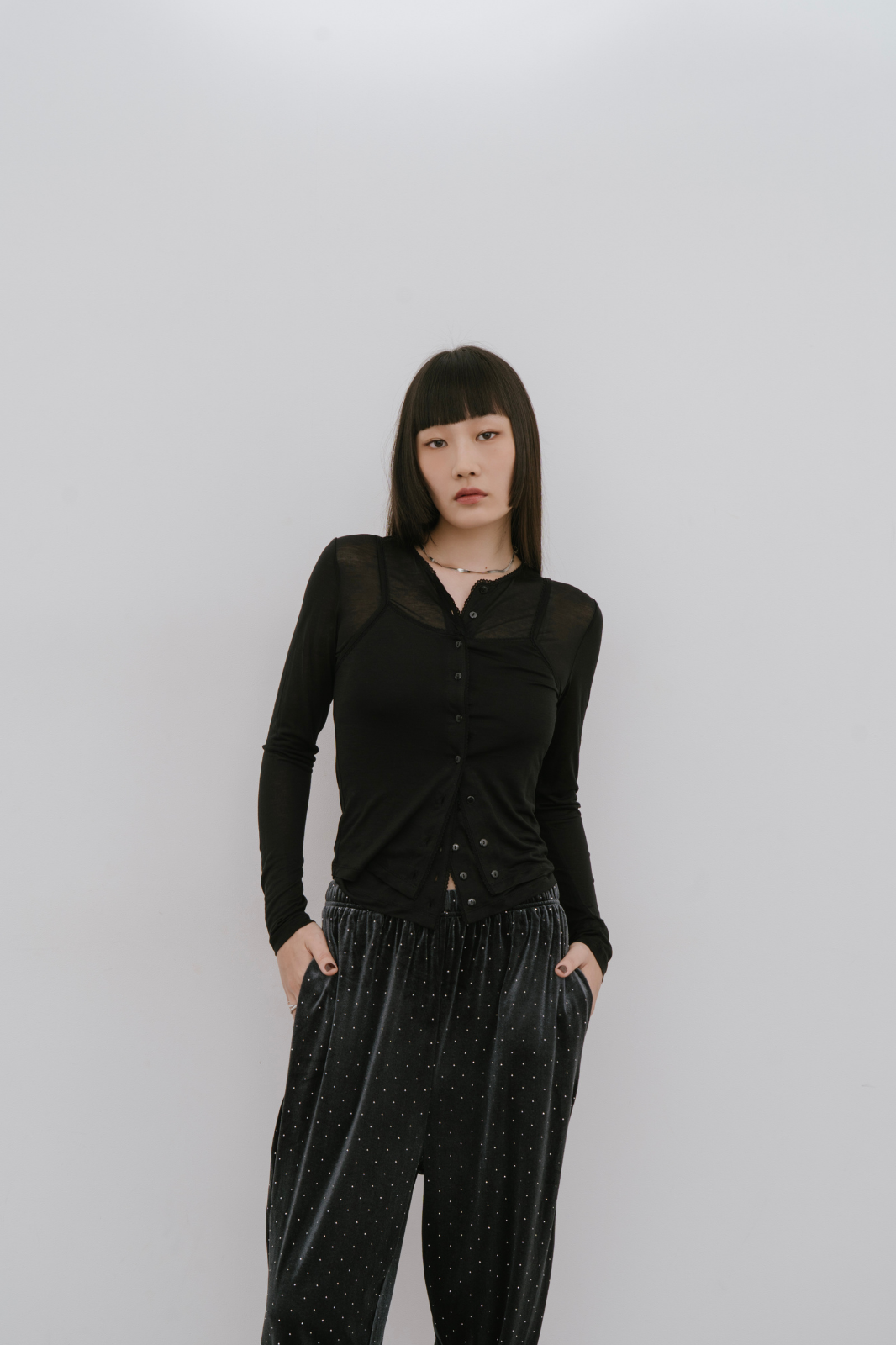 Cami set compact cardigan
