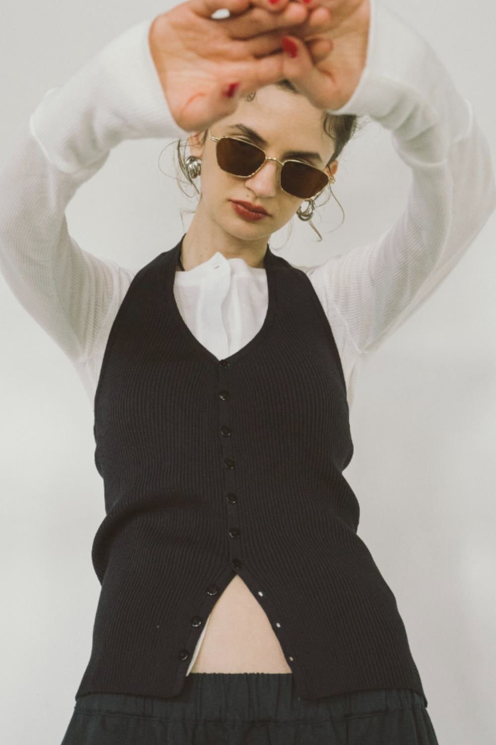 Halter neck knit vest