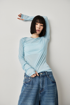 Sheer long sleeve tee