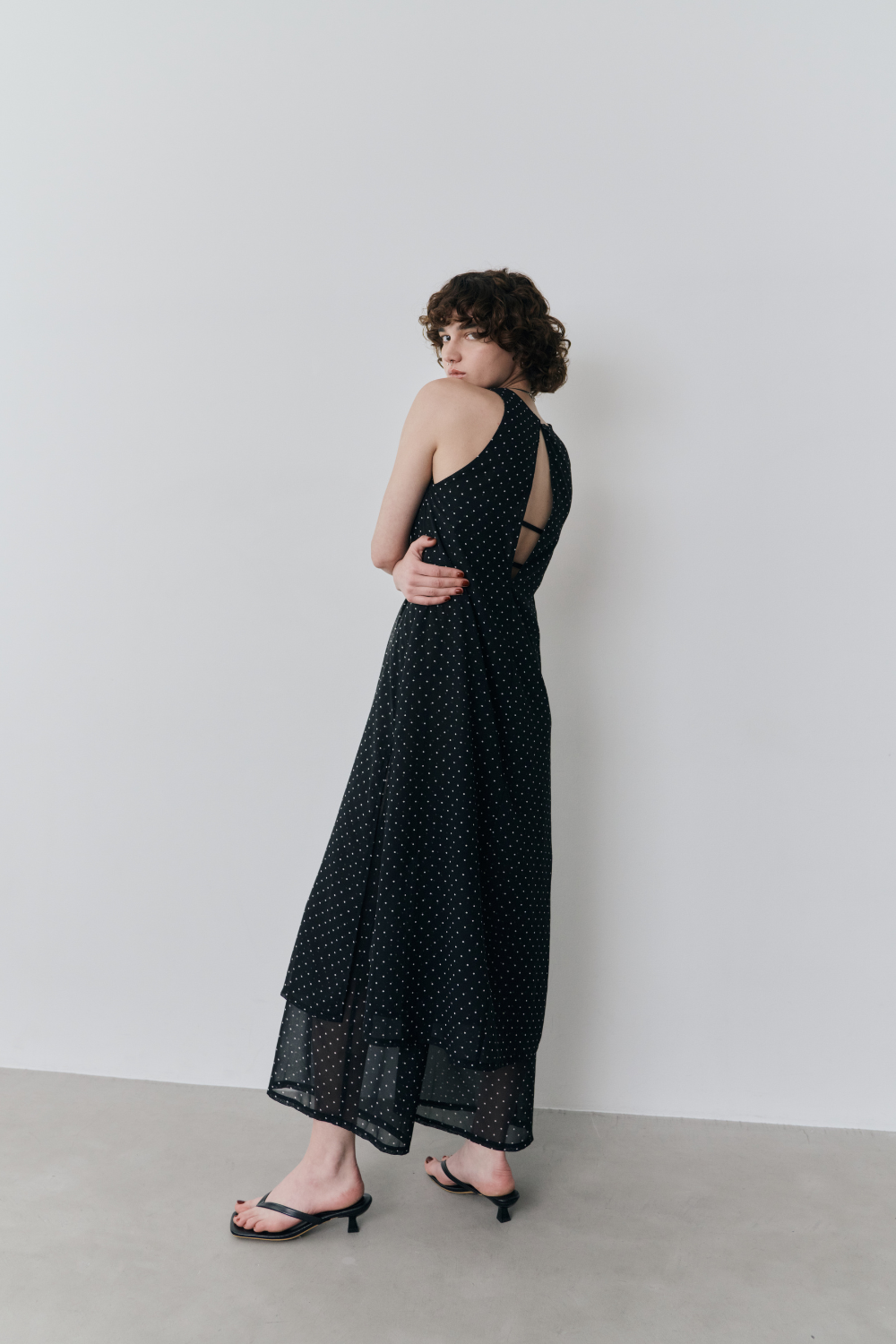 Sheer dot layered all-in-one