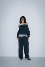 Sweatshirt-touch off-shoulder tops
