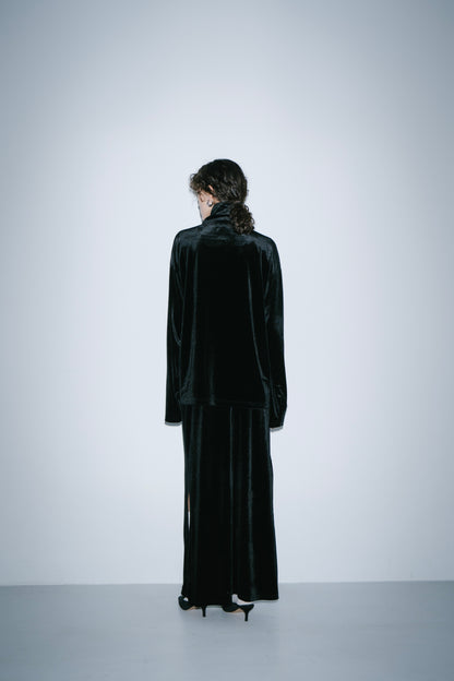 Side vent velour long skirt