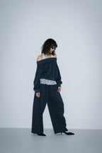 Sweatshirt-touch off-shoulder tops