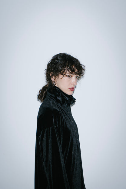 Stand collar velour tops