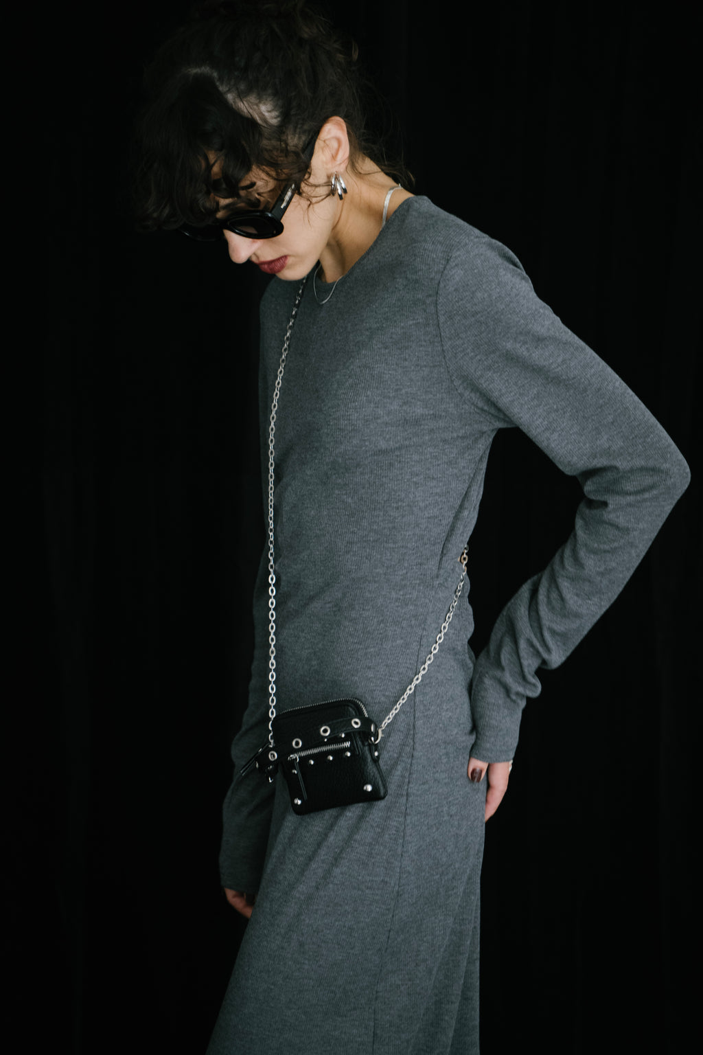 Stud chain pouch
