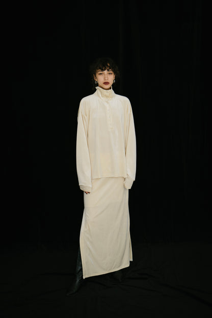 Stand collar velour tops