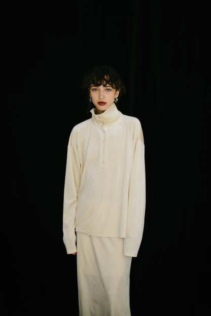 Stand collar velour tops