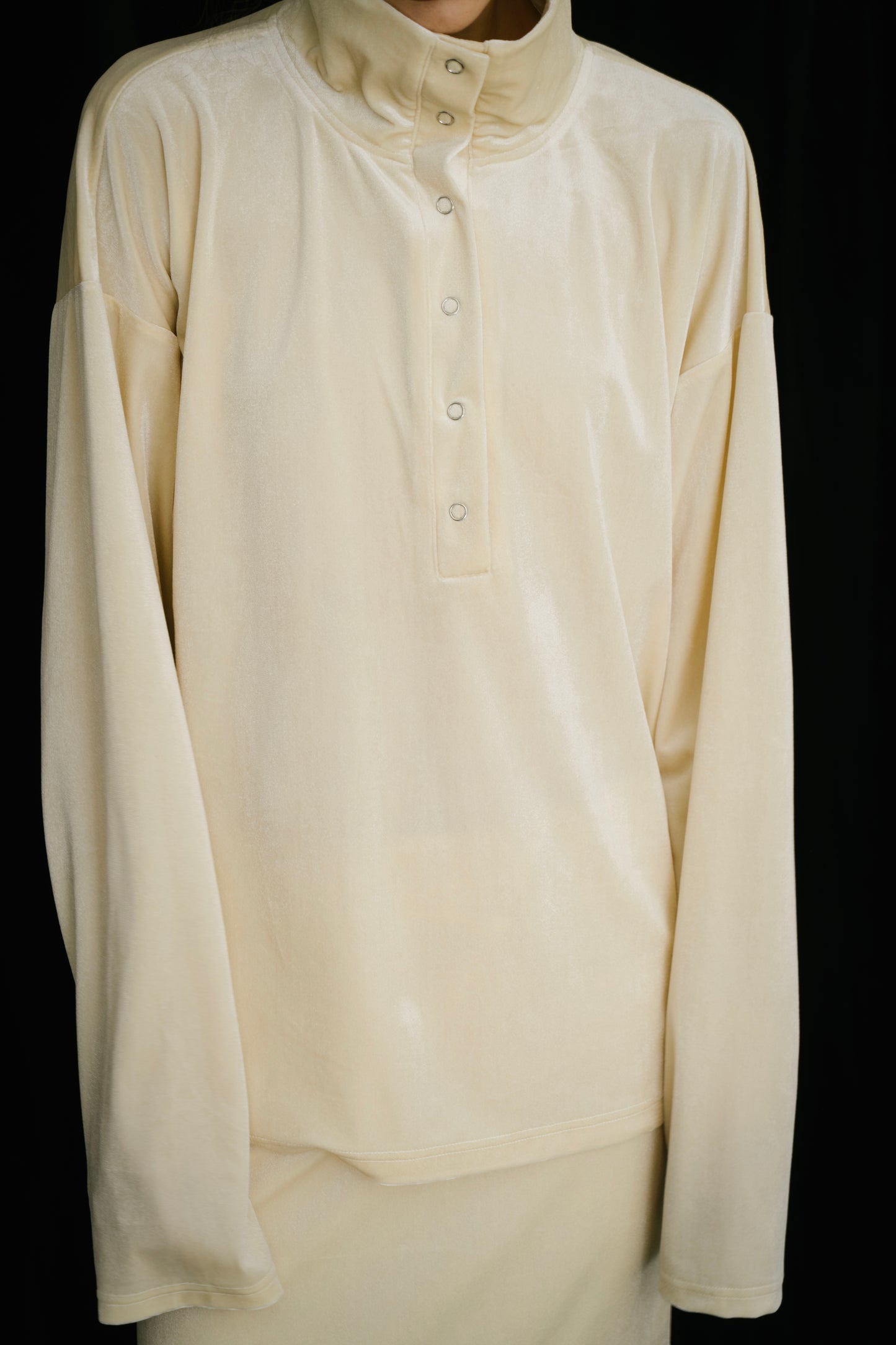 Stand collar velour tops