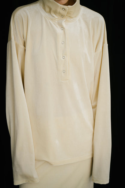 Stand collar velour tops