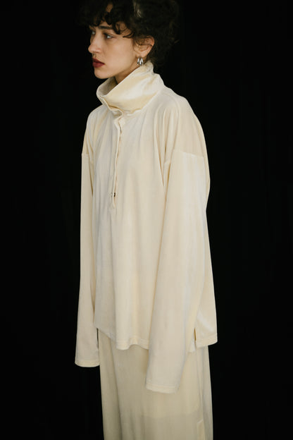 Stand collar velour tops