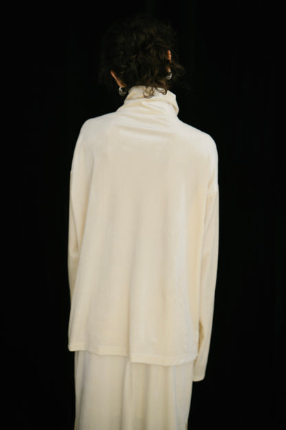 Stand collar velour tops