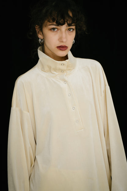 Stand collar velour tops