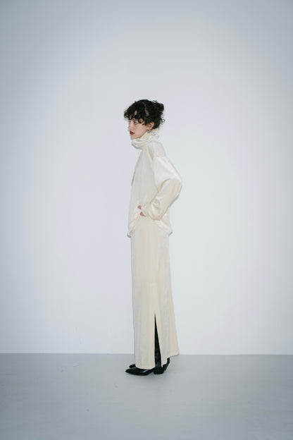 Side vent velour long skirt