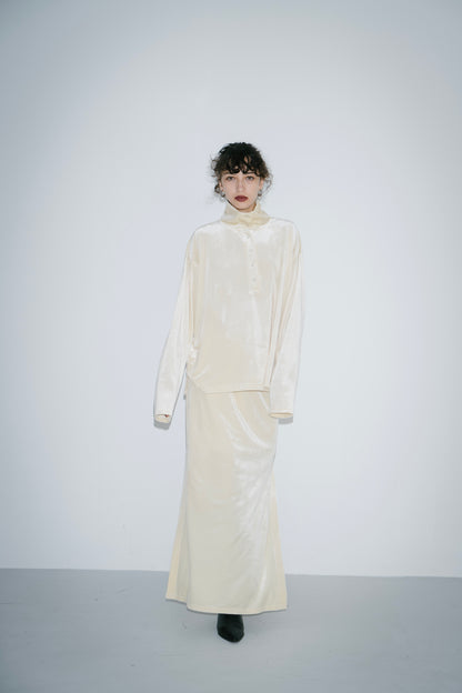 Stand collar velour tops