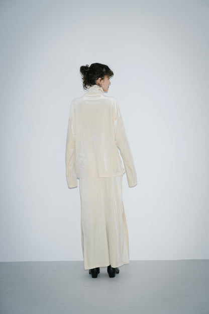 Stand collar velour tops