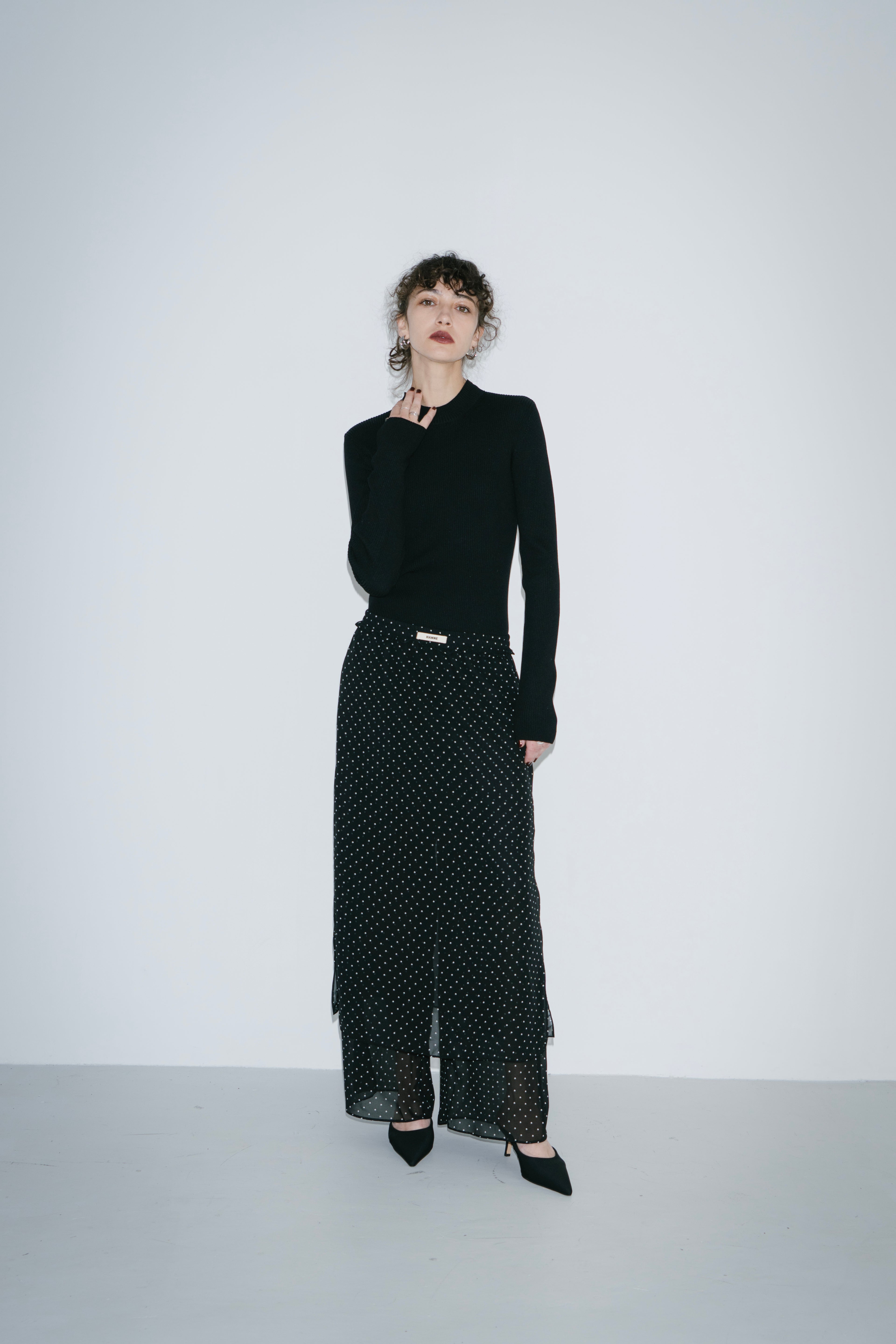 Sheer dot layered pants