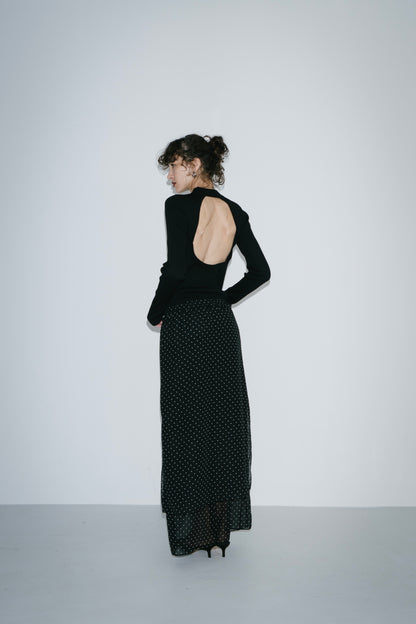 Back open rib knit