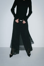 Sheer dot layered pants