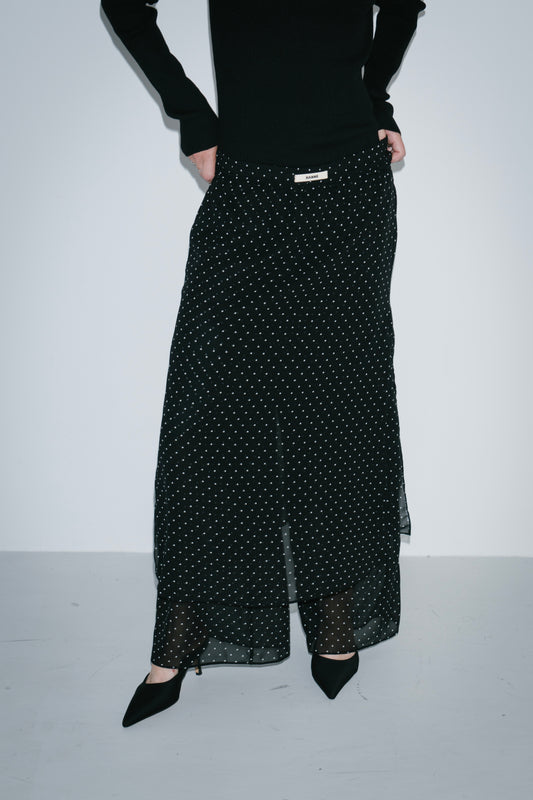 Sheer dot layered pants
