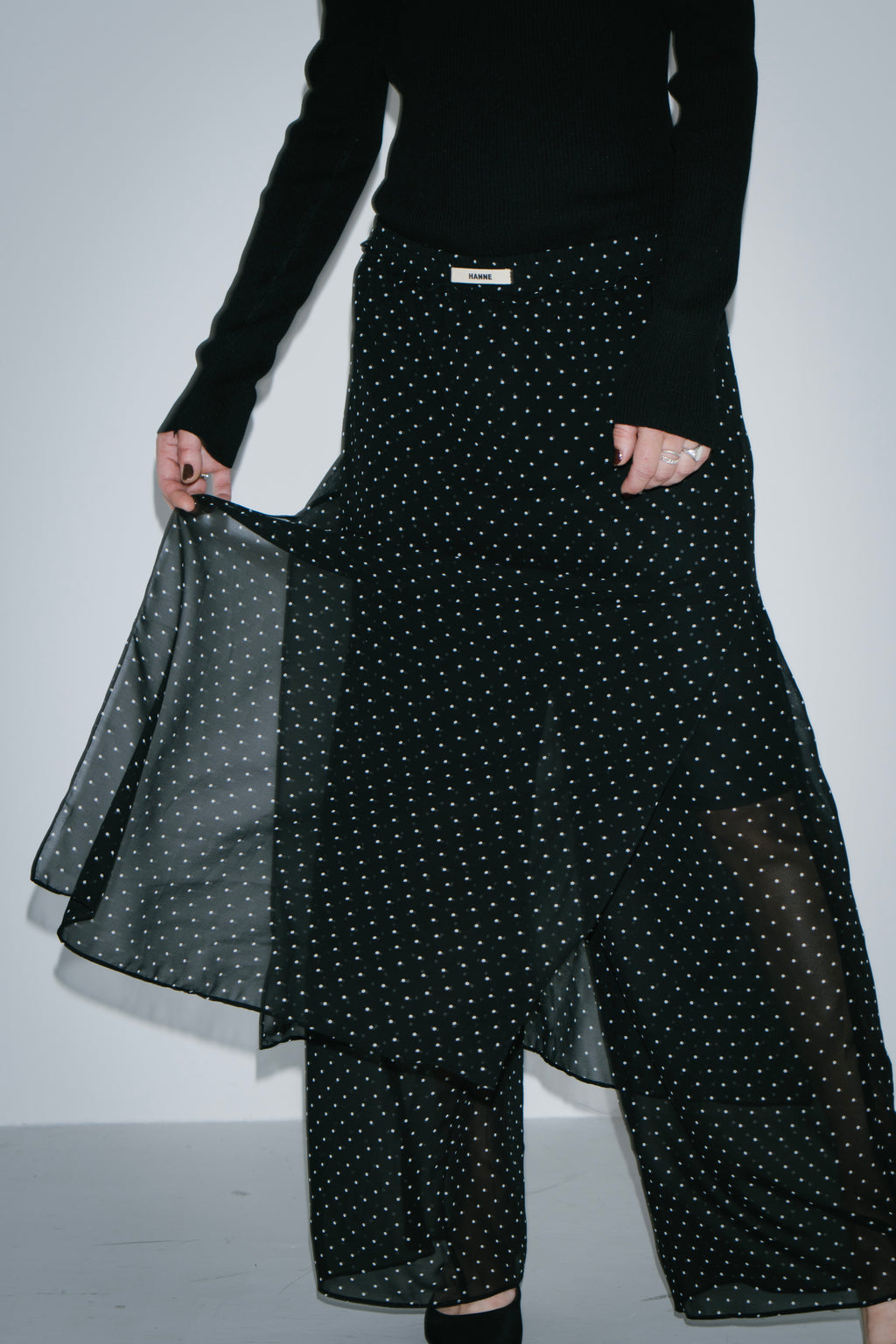 Sheer dot layered pants