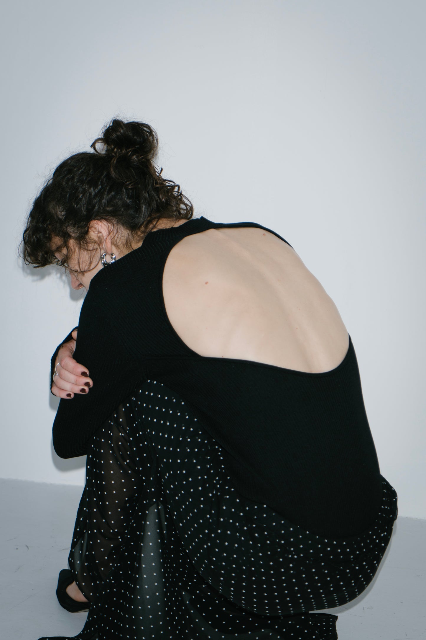 Back open rib knit