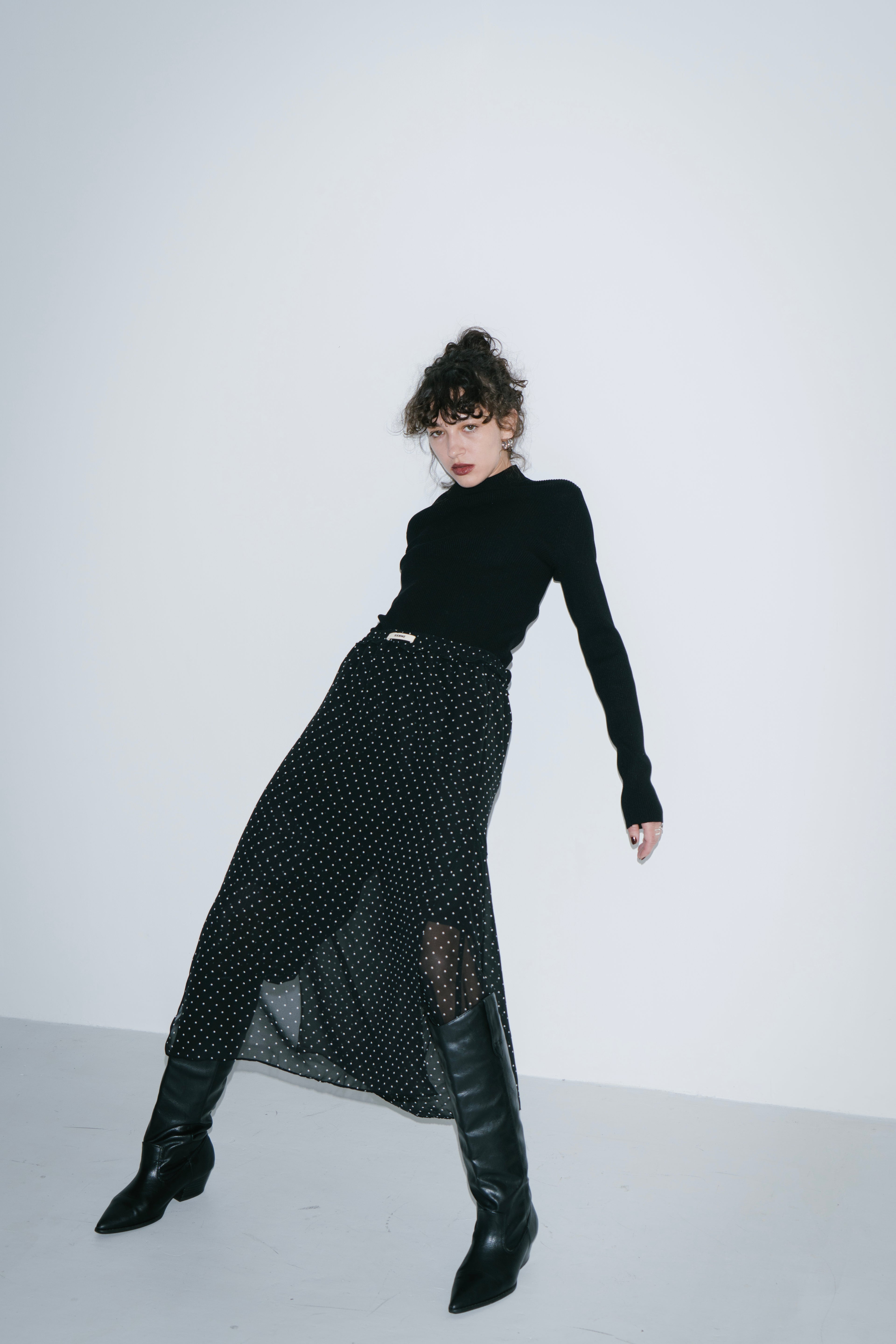 Sheer dot layered pants