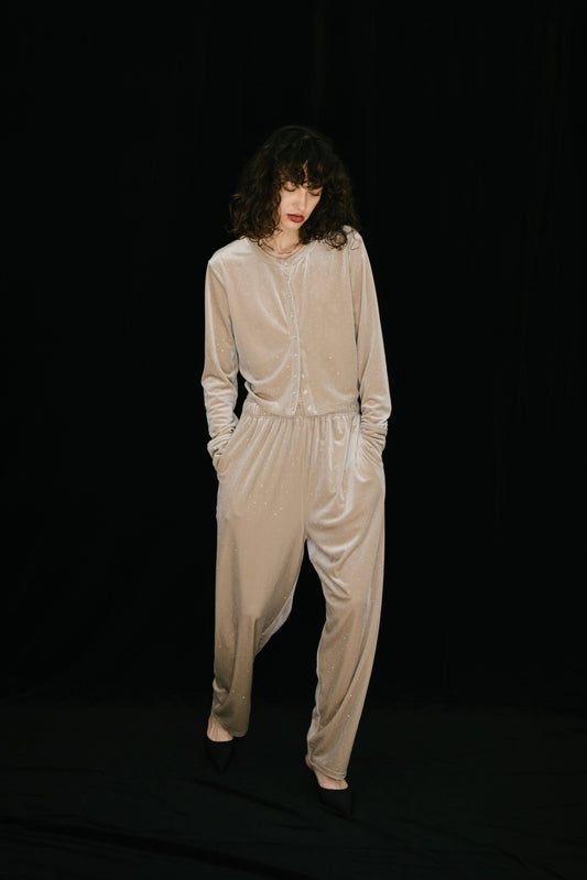 Shiny dot velour pants