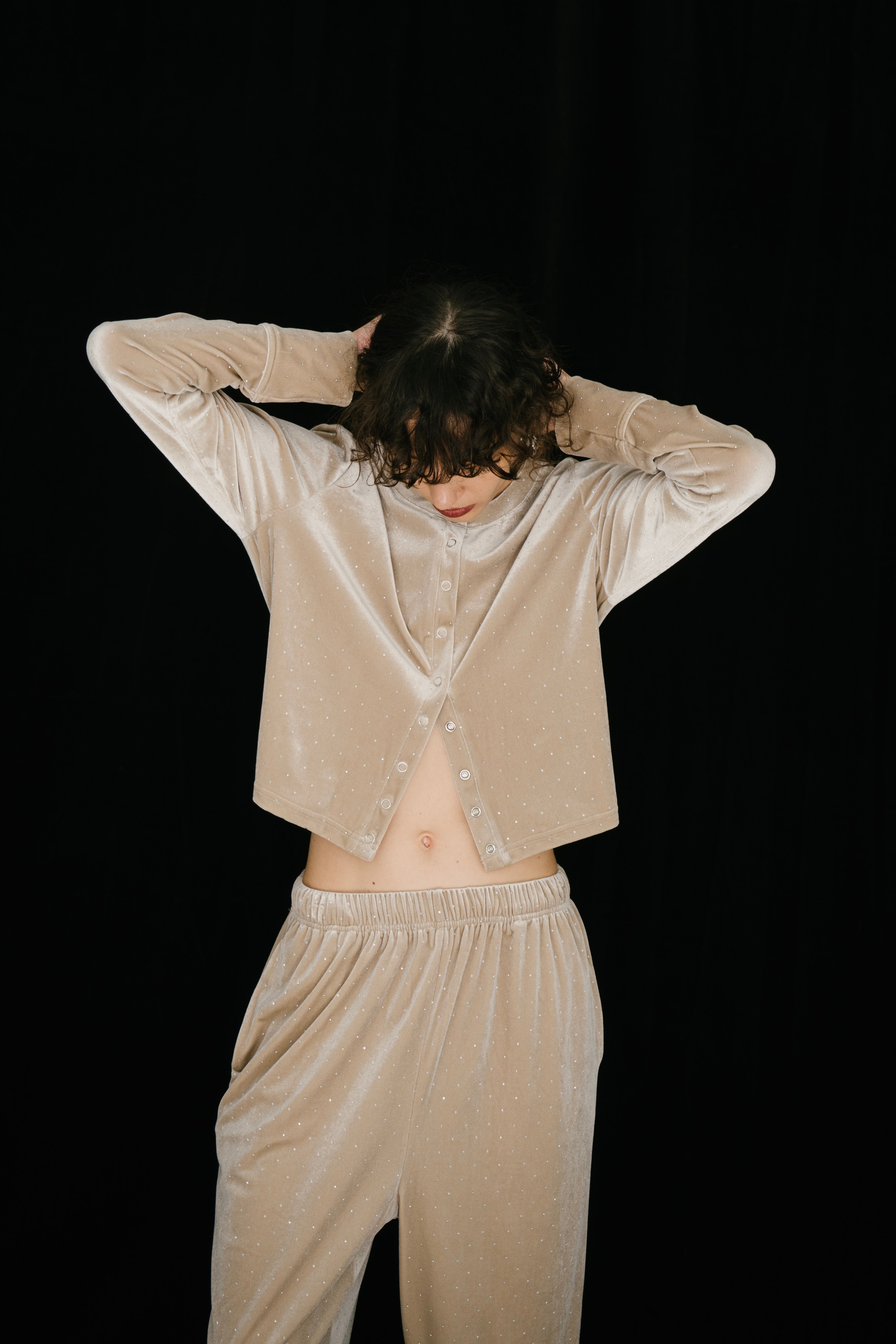 Shiny dot velour cardigan