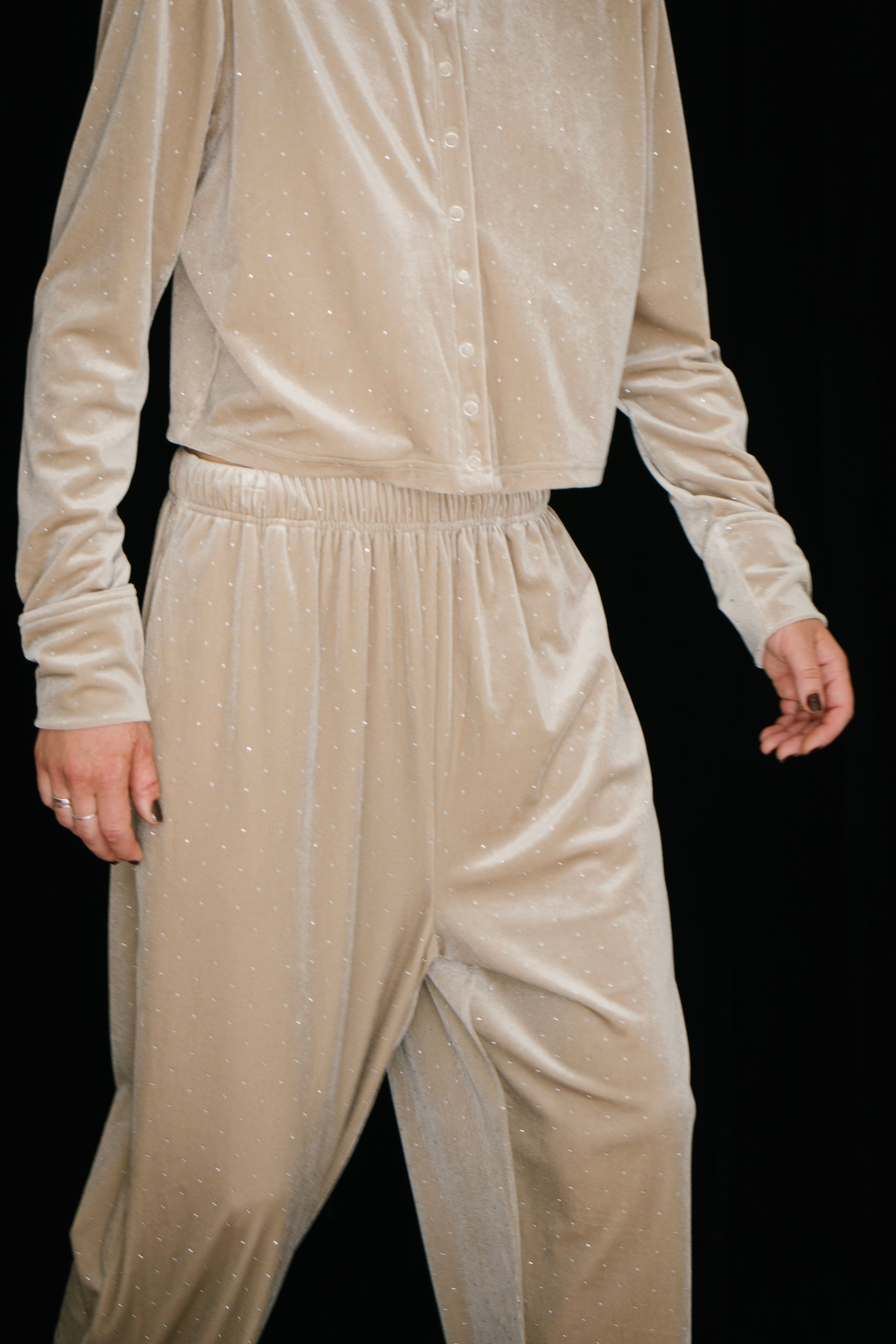 Shiny dot velour pants