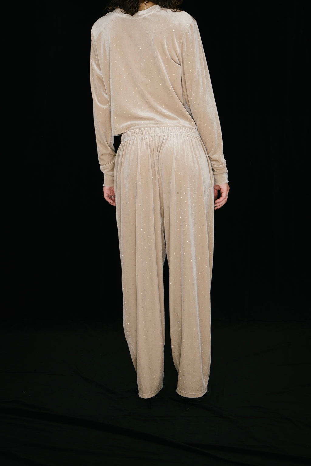 Shiny dot velour pants