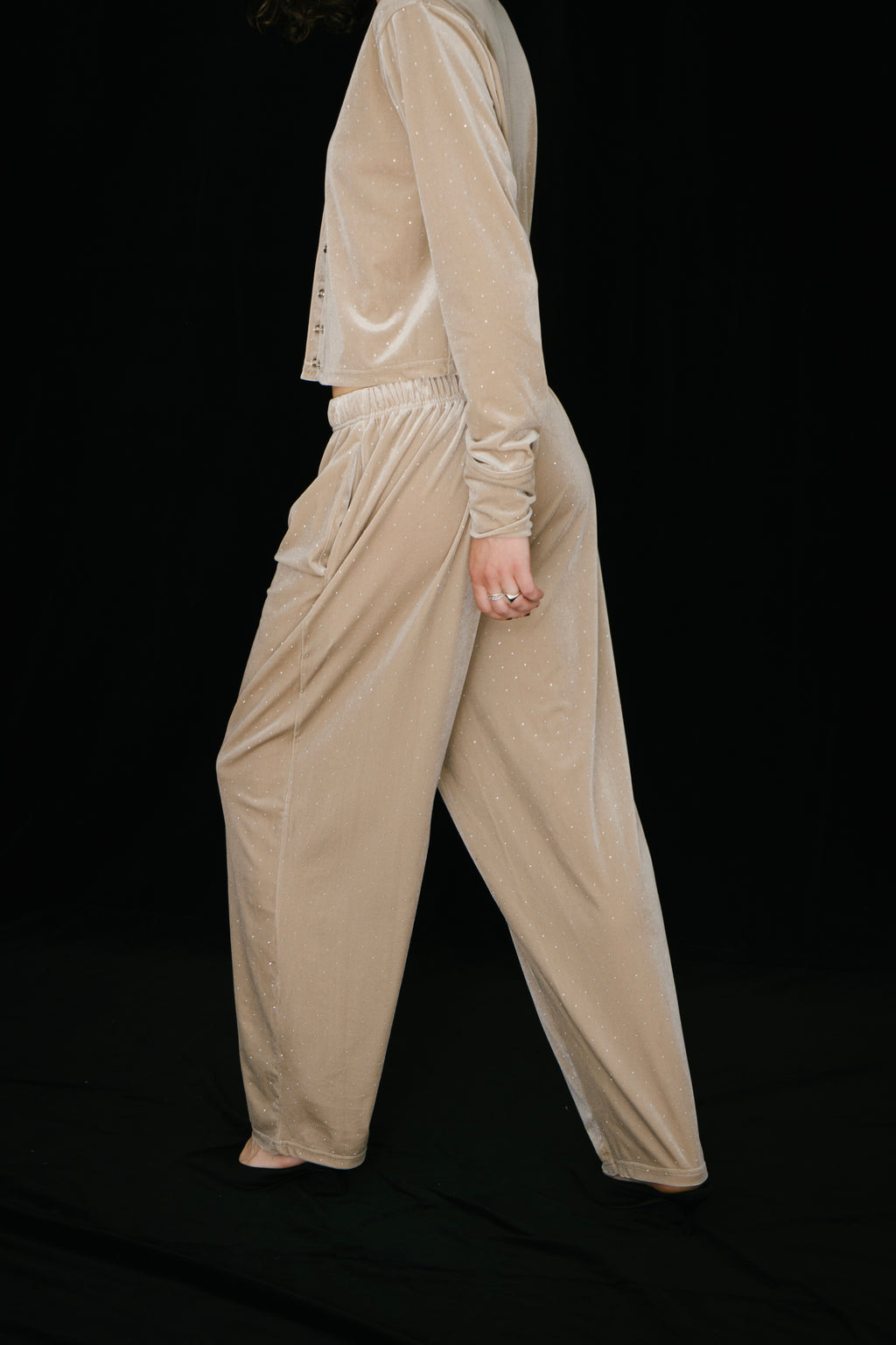 Shiny dot velour pants