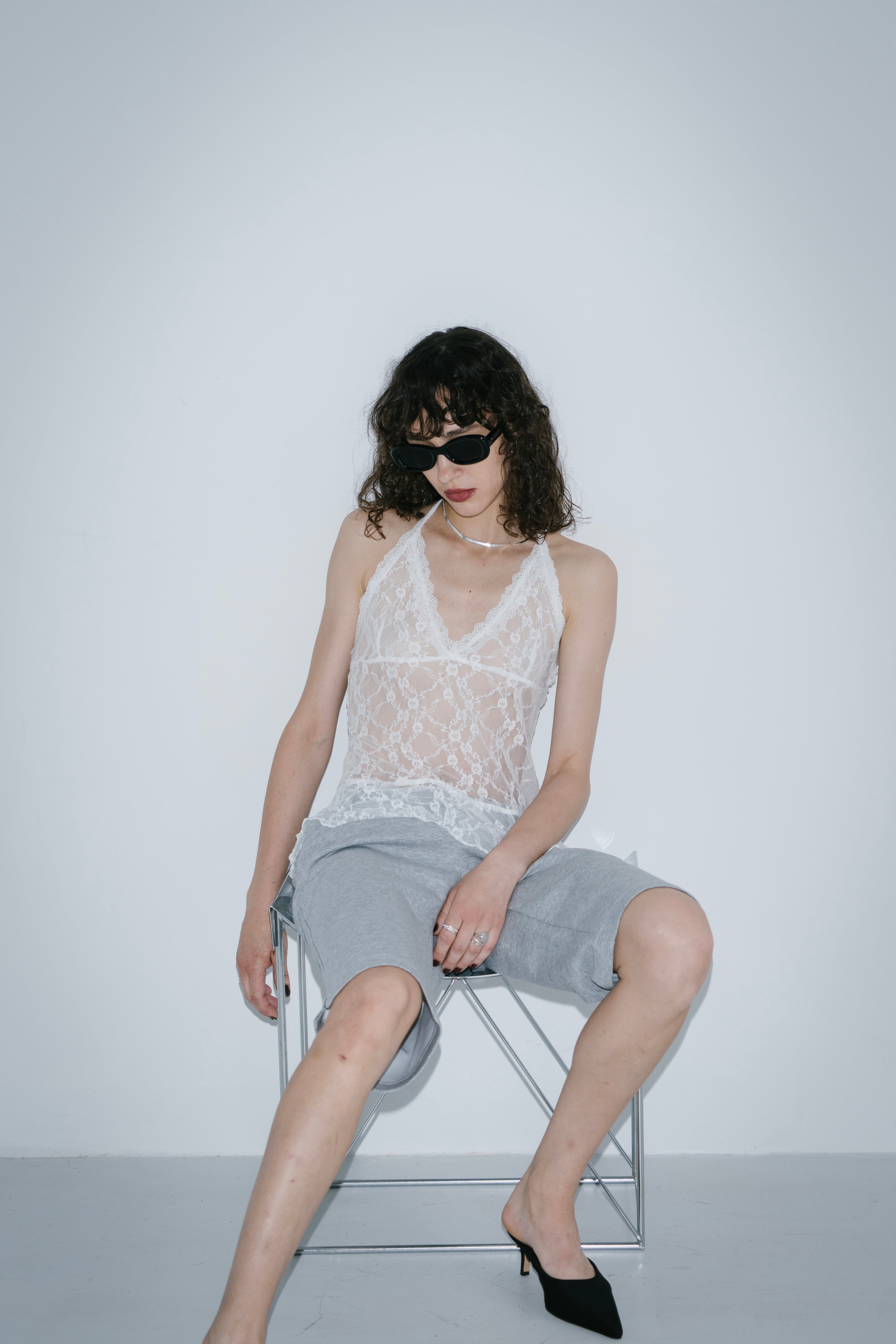 Halter neck lace top