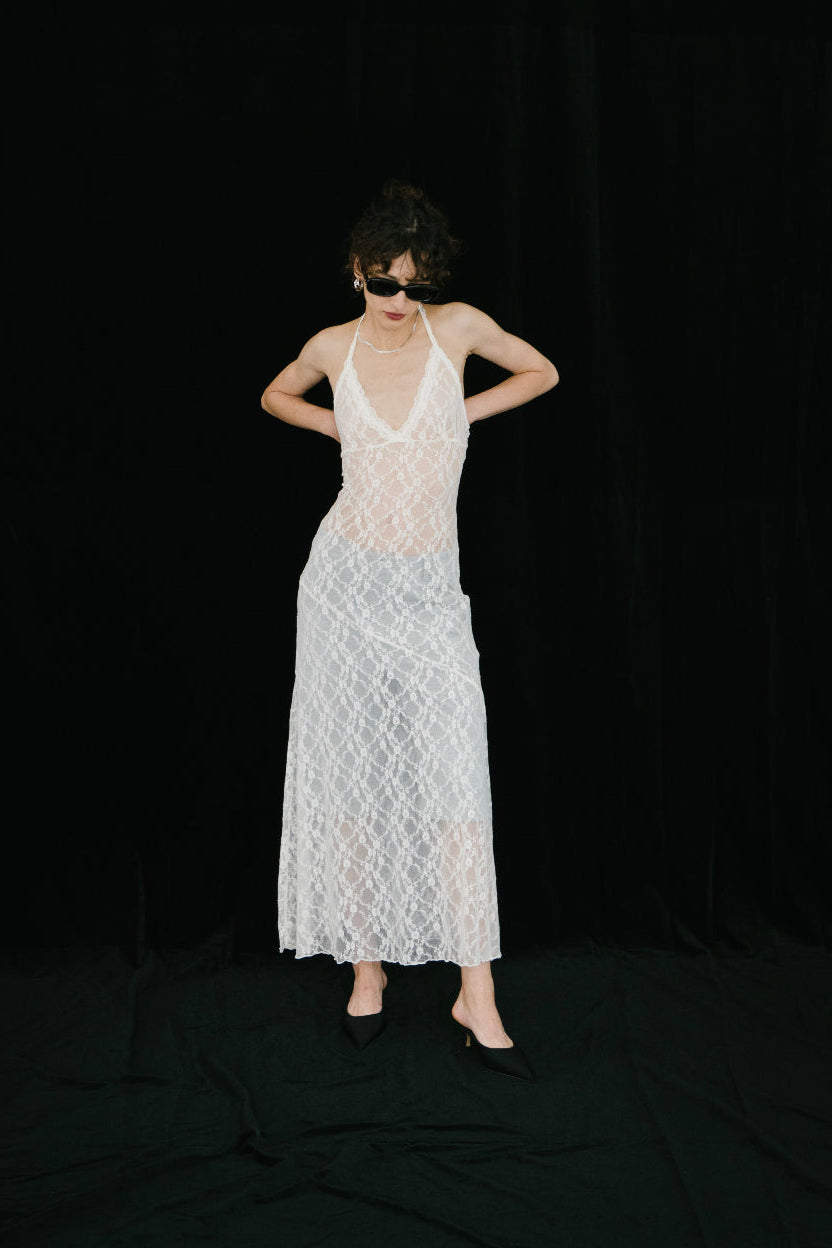 Halter neck lace dress
