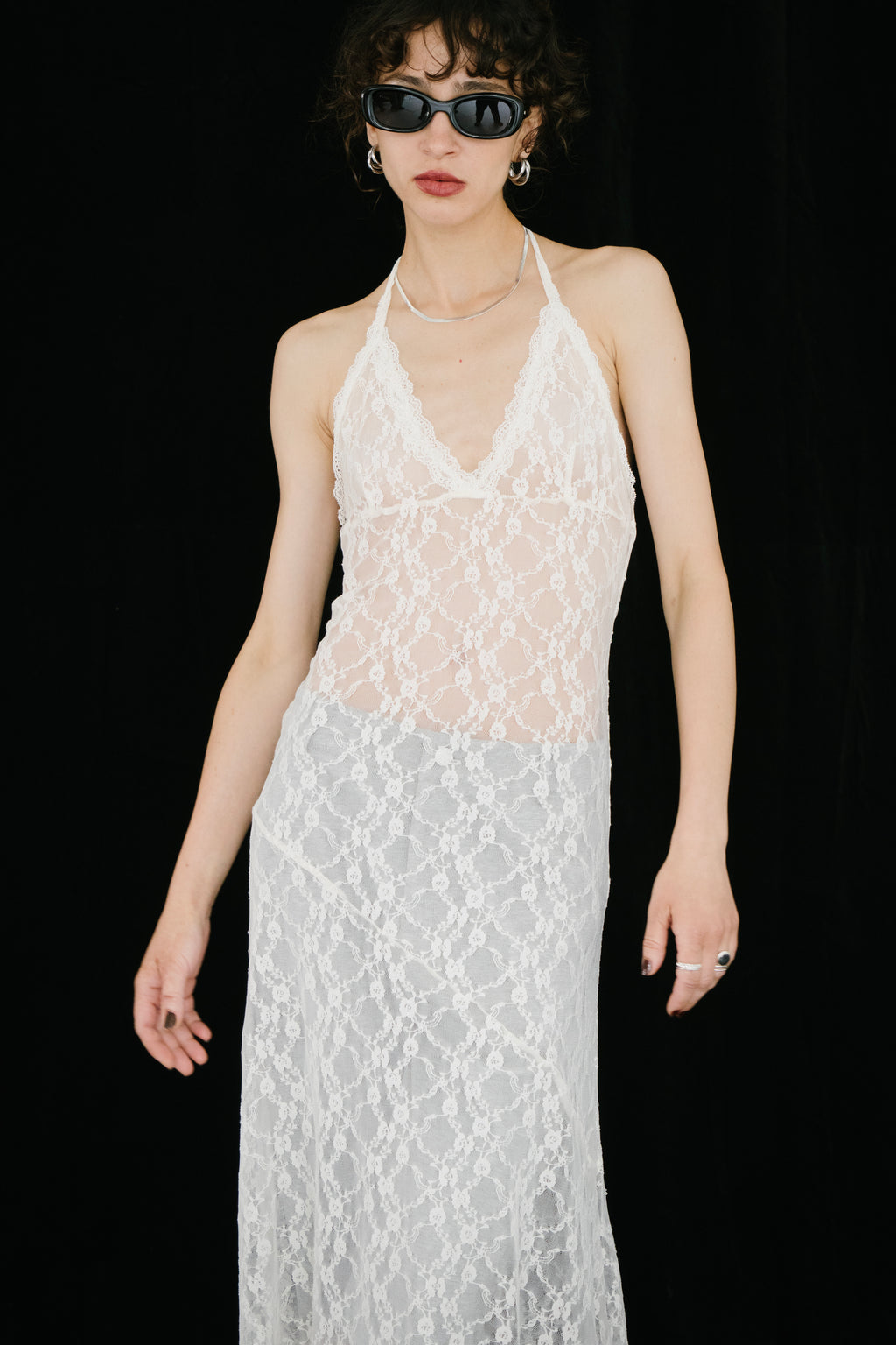 Halter neck lace dress