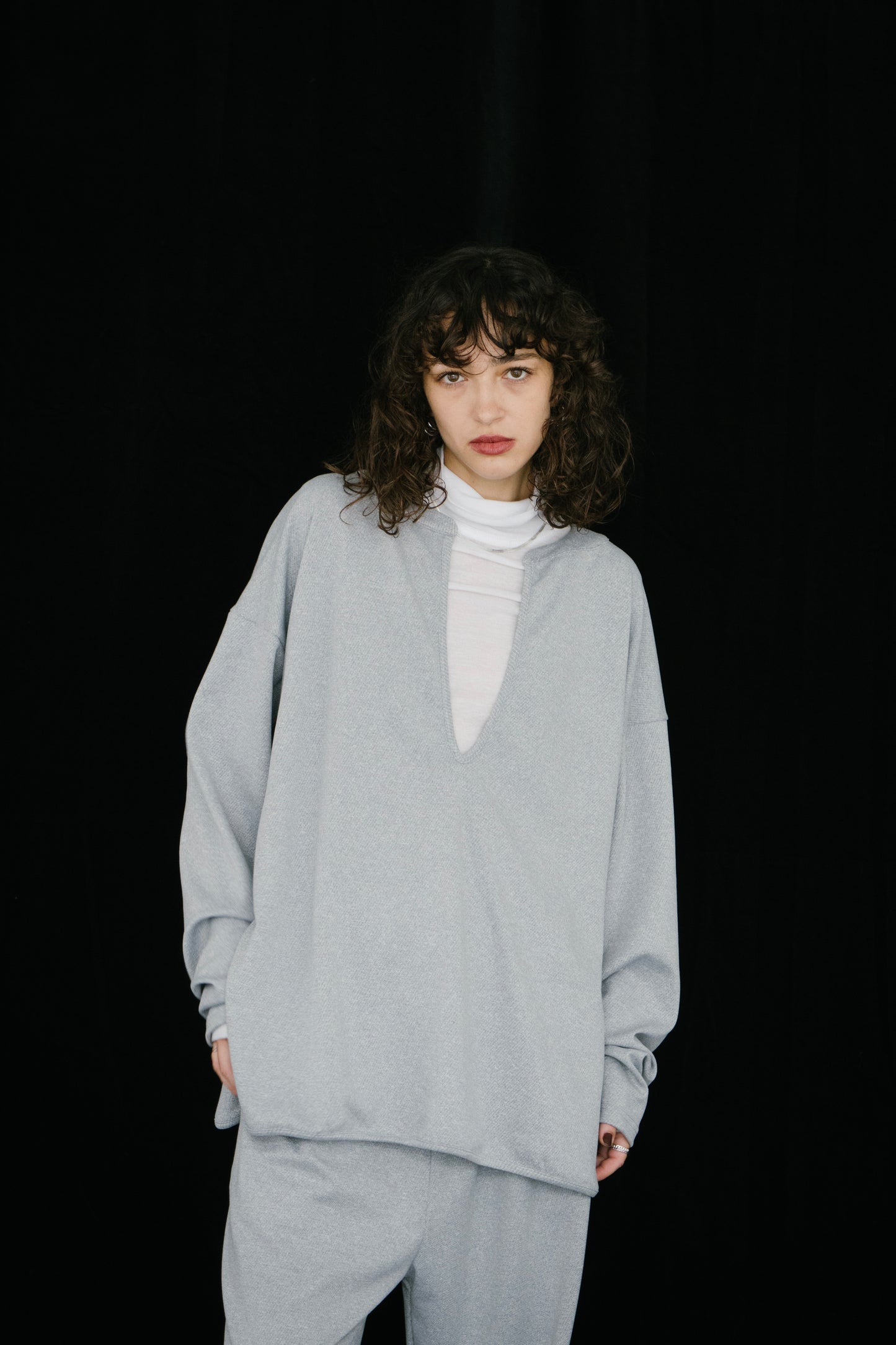 Deep slit neck tops