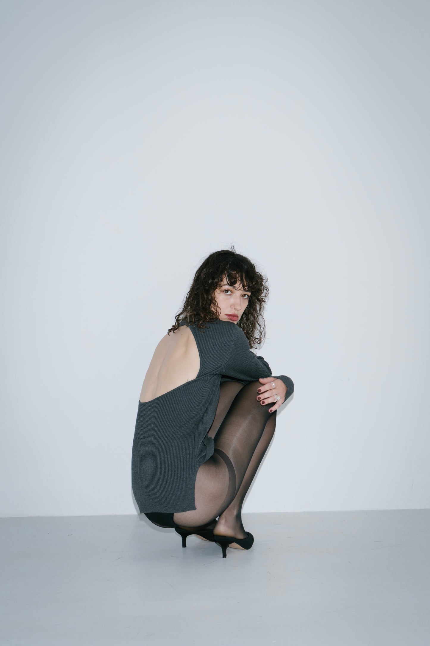 Back open rib knit