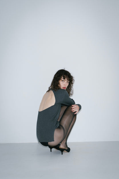 Back open rib knit