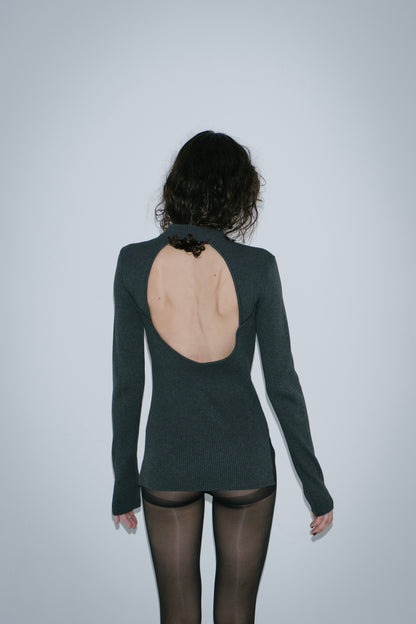 Back open rib knit