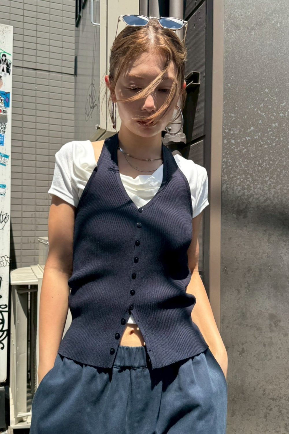 Halter neck knit vest