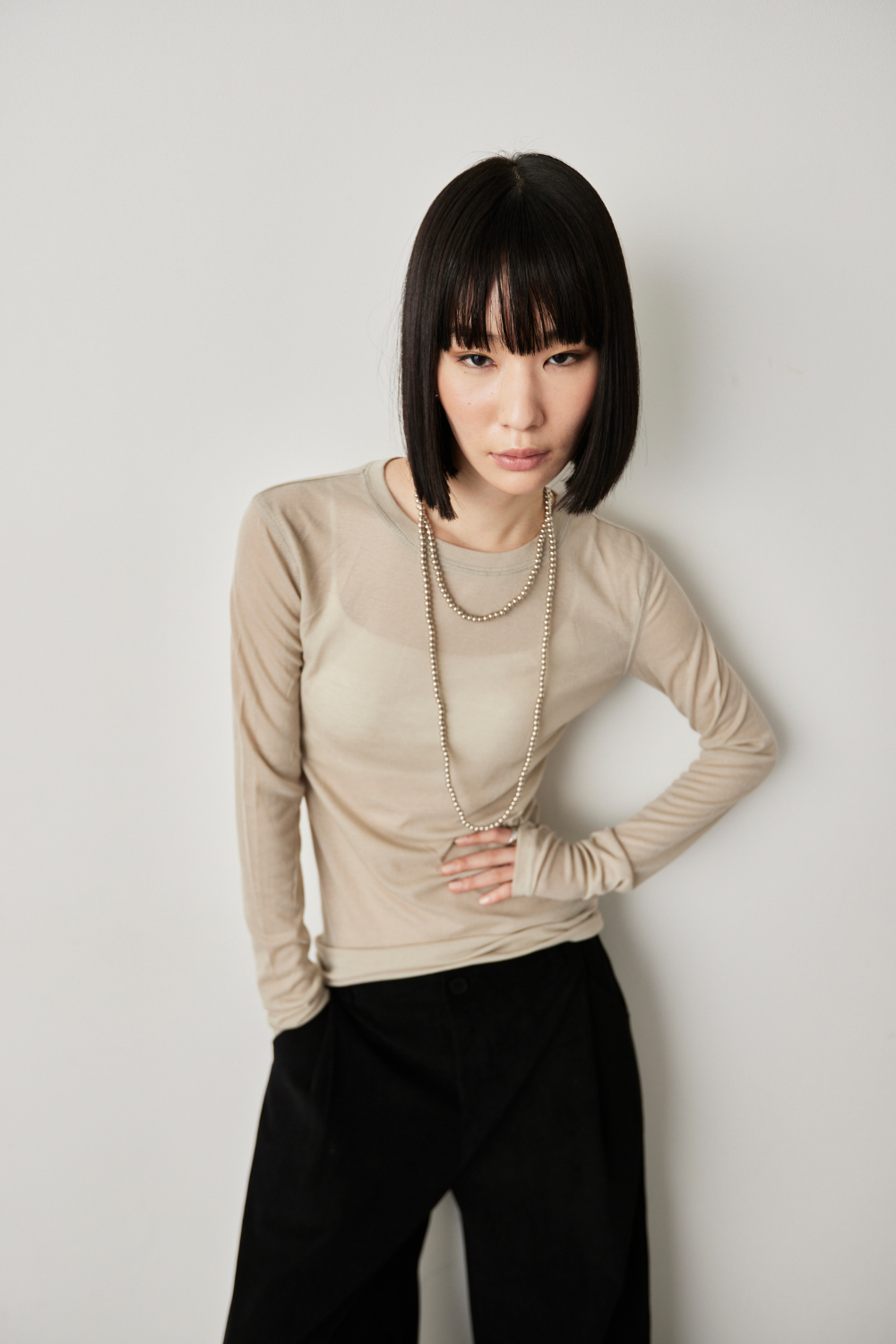 Sheer long sleeve tee