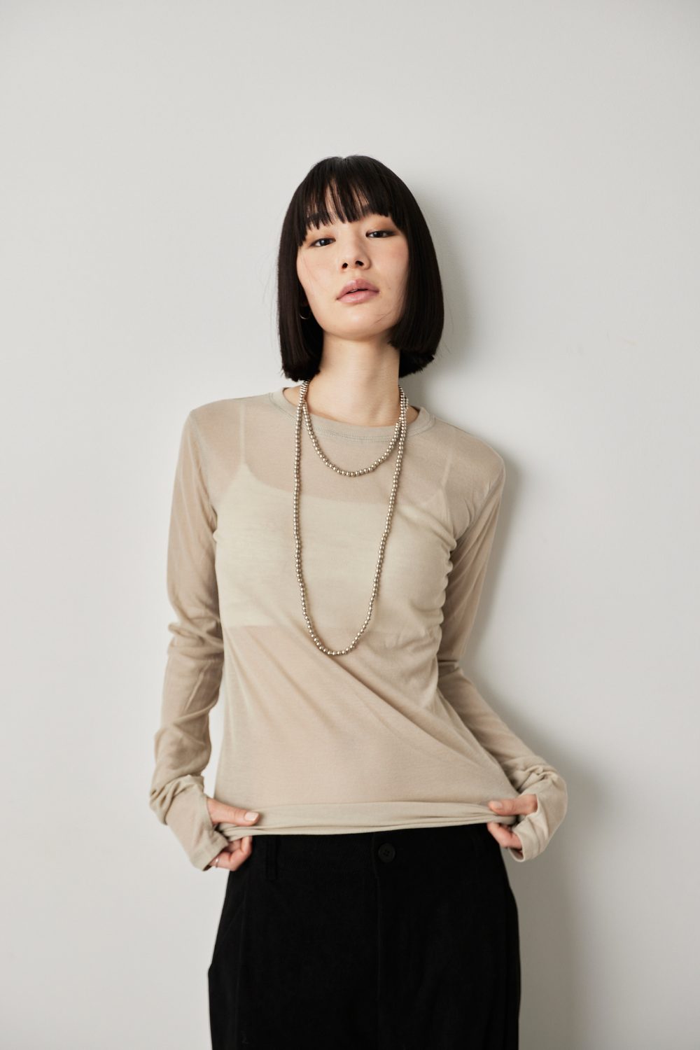 Sheer long sleeve tee