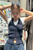 Halter neck knit vest