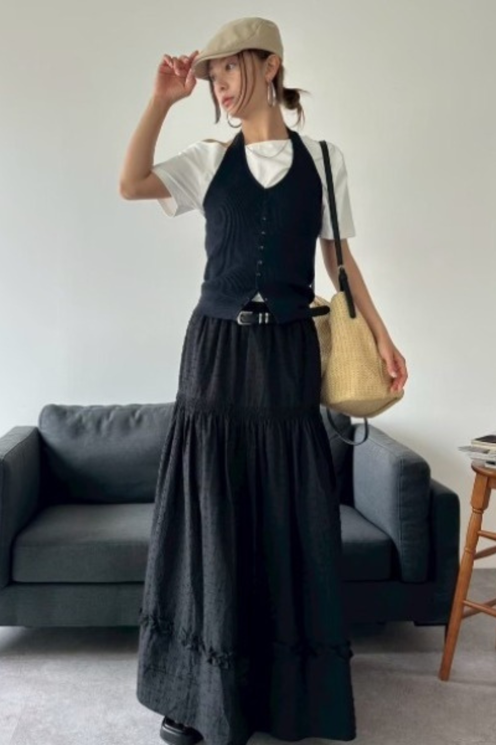 Halter neck knit vest