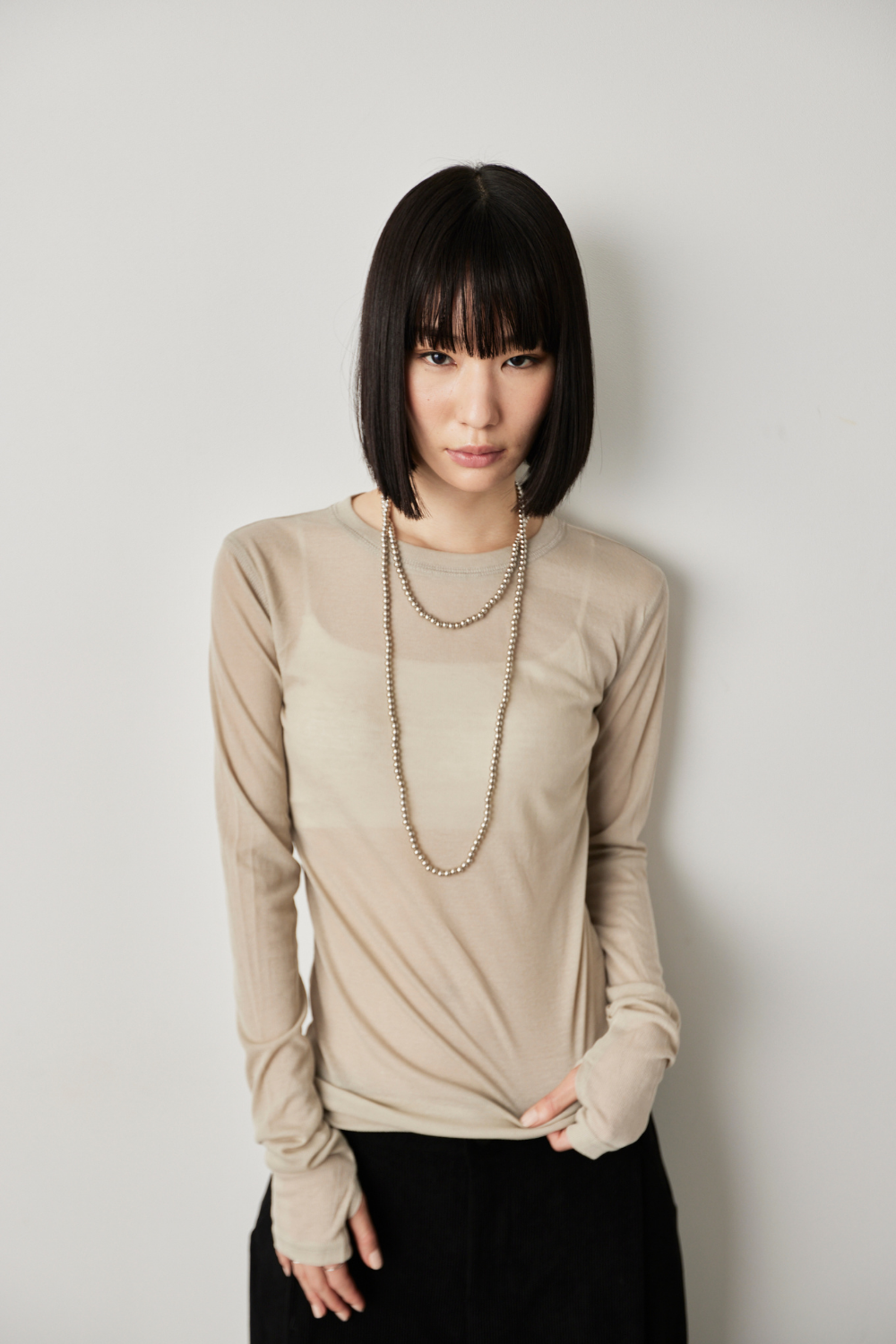 Sheer long sleeve tee