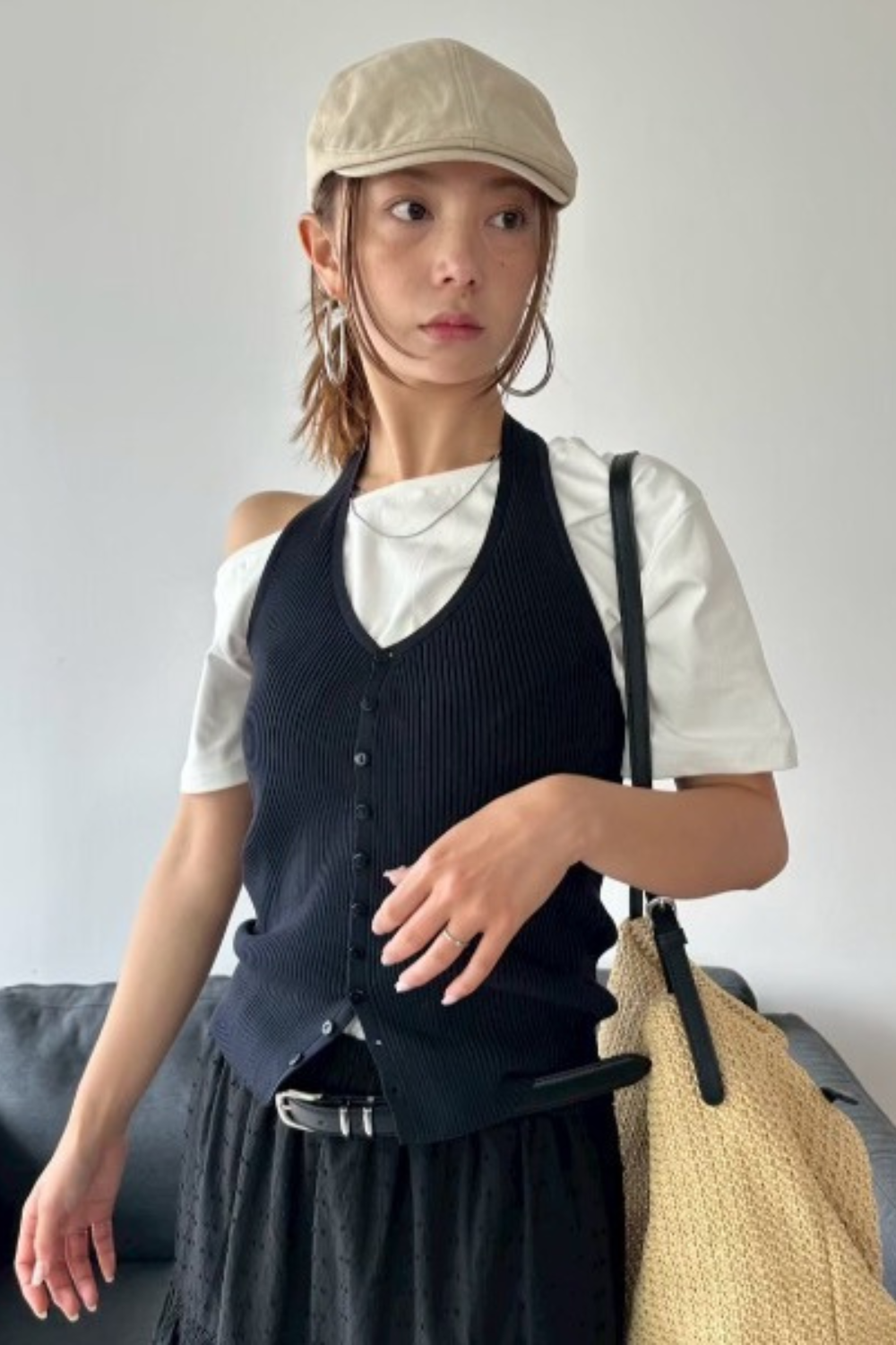 Halter neck knit vest